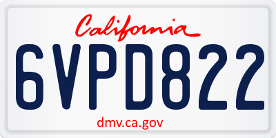 CA license plate 6VPD822