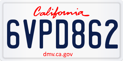 CA license plate 6VPD862