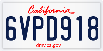CA license plate 6VPD918
