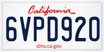 CA license plate 6VPD920