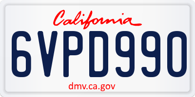 CA license plate 6VPD990