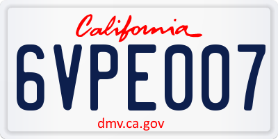 CA license plate 6VPE007