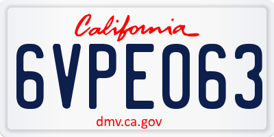 CA license plate 6VPE063