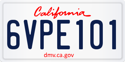 CA license plate 6VPE101