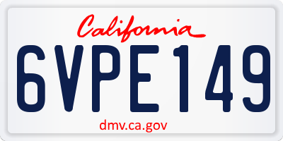 CA license plate 6VPE149