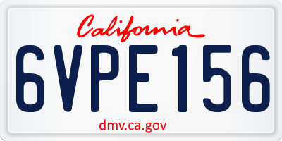 CA license plate 6VPE156