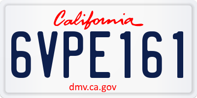 CA license plate 6VPE161