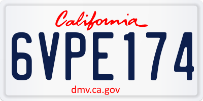 CA license plate 6VPE174
