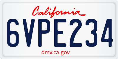 CA license plate 6VPE234