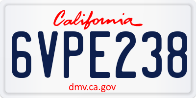 CA license plate 6VPE238