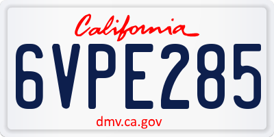 CA license plate 6VPE285