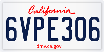 CA license plate 6VPE306