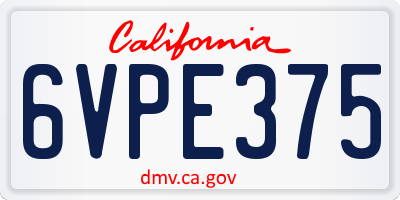 CA license plate 6VPE375