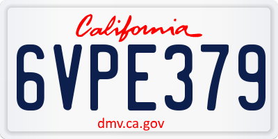 CA license plate 6VPE379