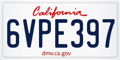 CA license plate 6VPE397