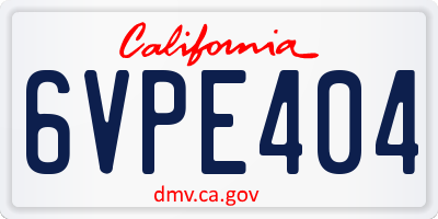 CA license plate 6VPE404