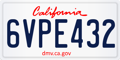 CA license plate 6VPE432