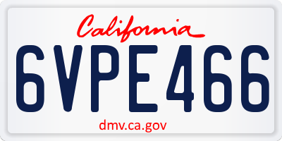 CA license plate 6VPE466