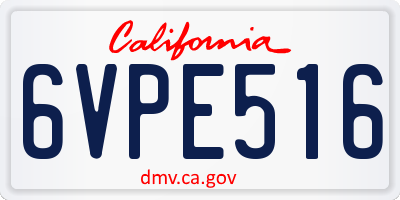 CA license plate 6VPE516