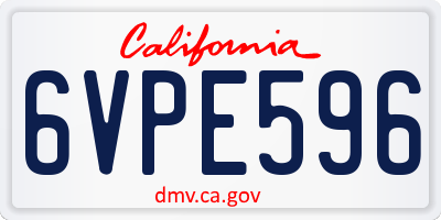 CA license plate 6VPE596
