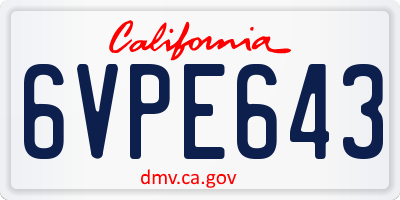 CA license plate 6VPE643