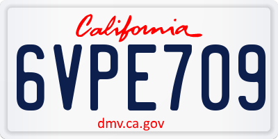 CA license plate 6VPE709
