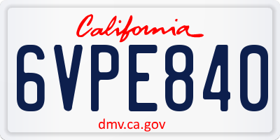 CA license plate 6VPE840
