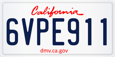 CA license plate 6VPE911