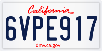 CA license plate 6VPE917