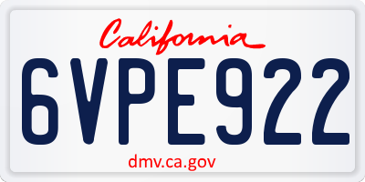 CA license plate 6VPE922
