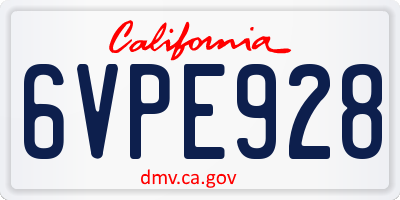 CA license plate 6VPE928