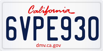 CA license plate 6VPE930