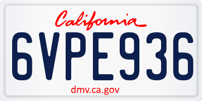 CA license plate 6VPE936