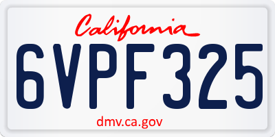 CA license plate 6VPF325