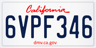 CA license plate 6VPF346