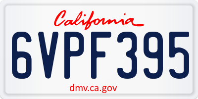 CA license plate 6VPF395