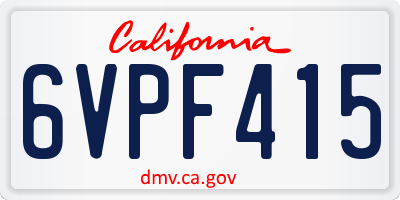 CA license plate 6VPF415