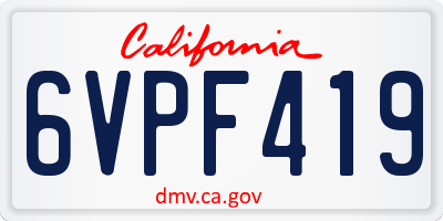 CA license plate 6VPF419