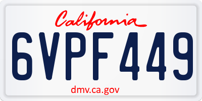 CA license plate 6VPF449