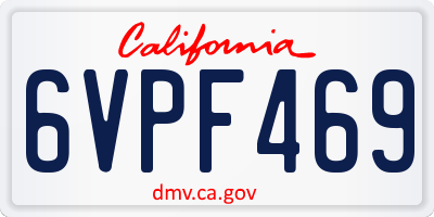CA license plate 6VPF469