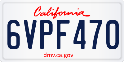CA license plate 6VPF470