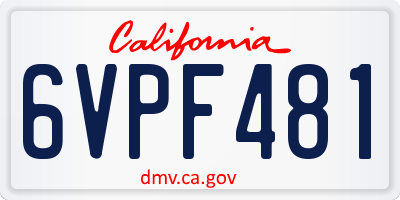 CA license plate 6VPF481