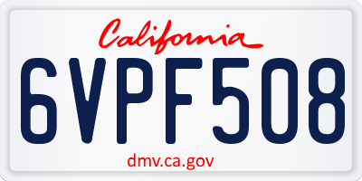 CA license plate 6VPF508