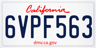 CA license plate 6VPF563