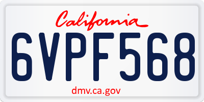 CA license plate 6VPF568