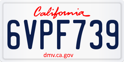 CA license plate 6VPF739