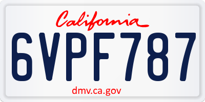 CA license plate 6VPF787