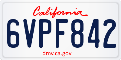 CA license plate 6VPF842