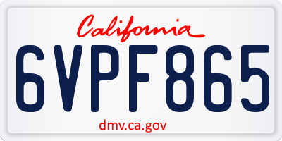 CA license plate 6VPF865