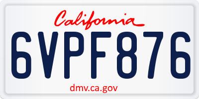 CA license plate 6VPF876